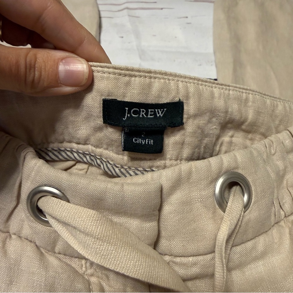 J. Crew Beige Linen Drawstring Joggers - Picture 2 of 8